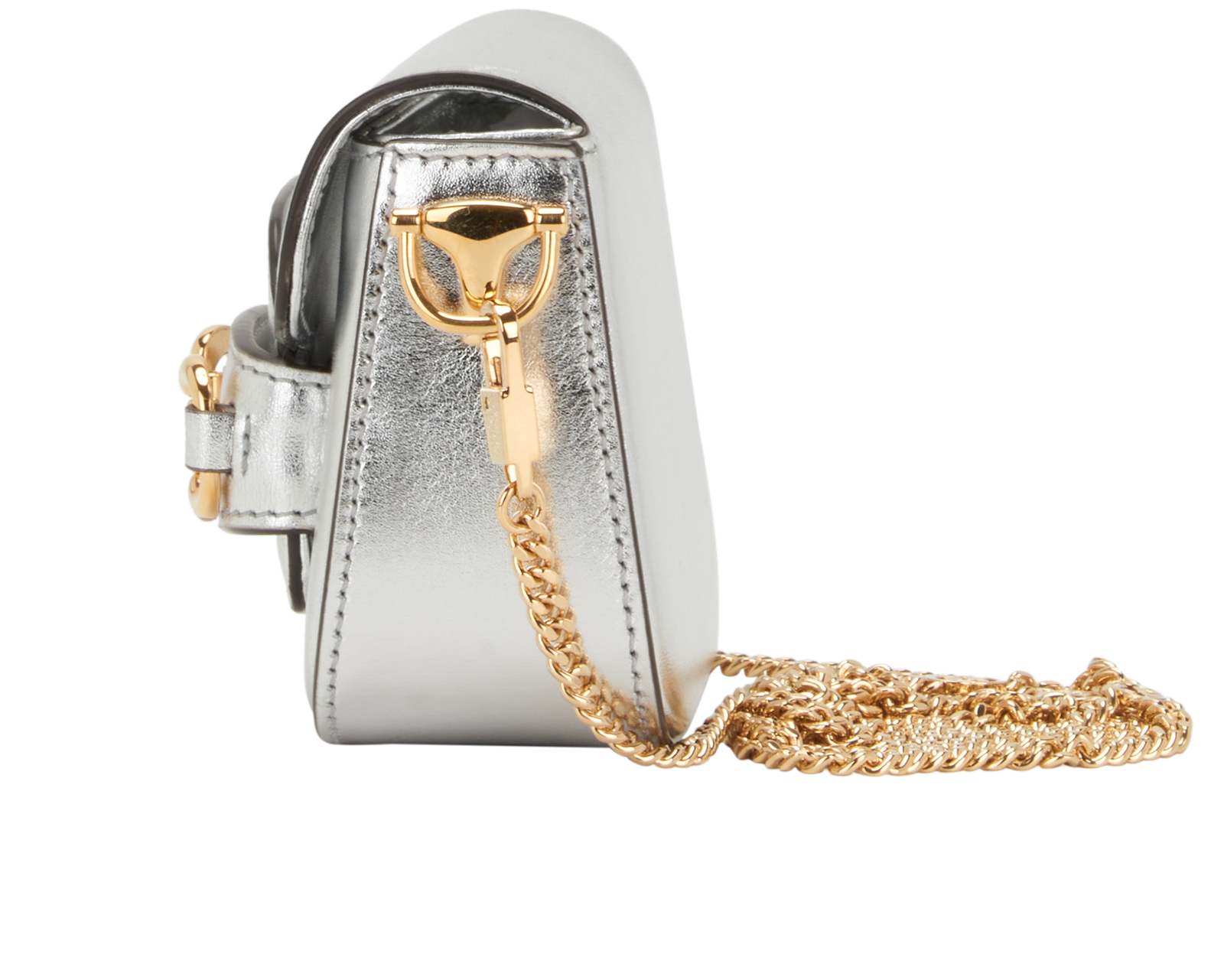 Nano Horsebit Crossbody, &pound;695, Handbags, Silver, Leather, Bottom view
